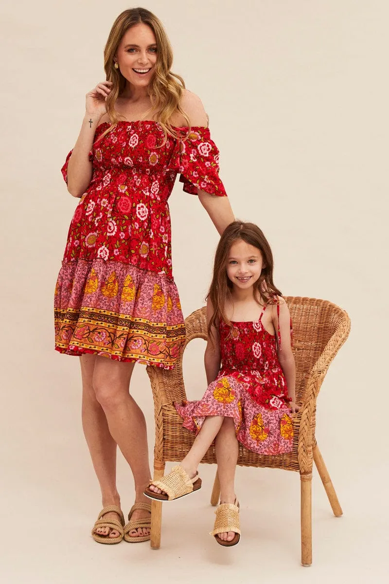 Red Boho Short Sleeve Boho Skater Dress sold by Ally Fashion product image thumbnail 2