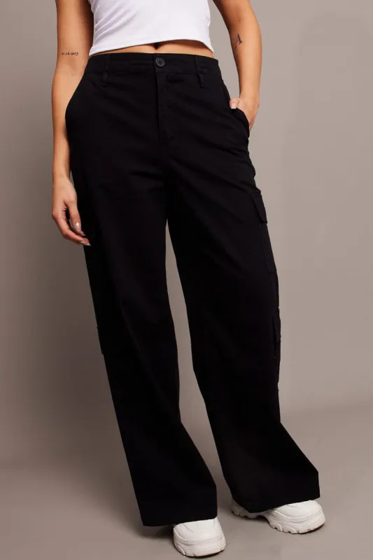 Black Cargo Pants Low Rise sold by Ally Fashion