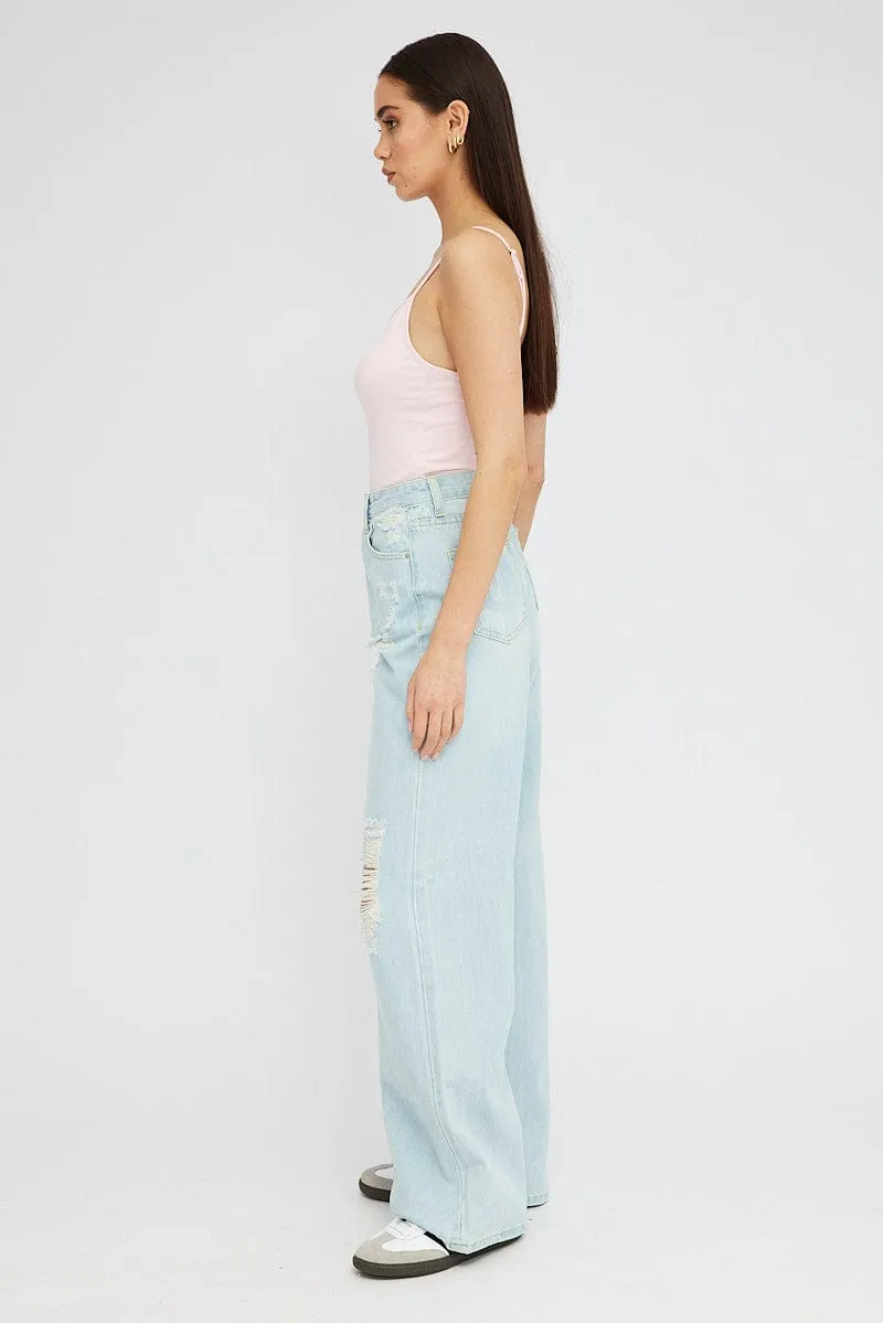 Denim Baggy Jeans High Rise Ripped sold by Ally Fashion product image thumbnail 4