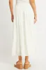 White Maxi Skirt Tiered High Rise Linen Blend sold by Ally Fashion