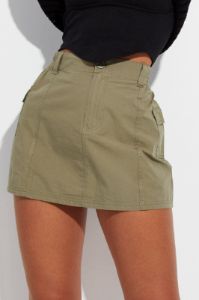Green Cargo Skirt Mid Rise Mini sold by Ally Fashion