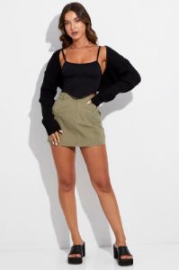 Green Cargo Skirt Mid Rise Mini sold by Ally Fashion