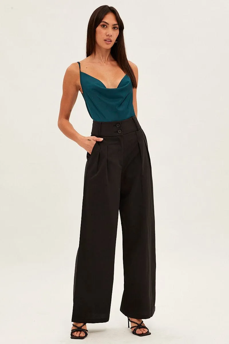 Blue Cowl Neck Satin Bodysuit sold by Ally Fashion product image thumbnail 3