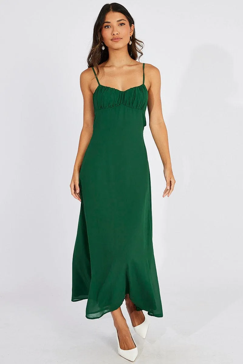 Green Maxi Dress Gathered Bust Strappy sold by Ally Fashion