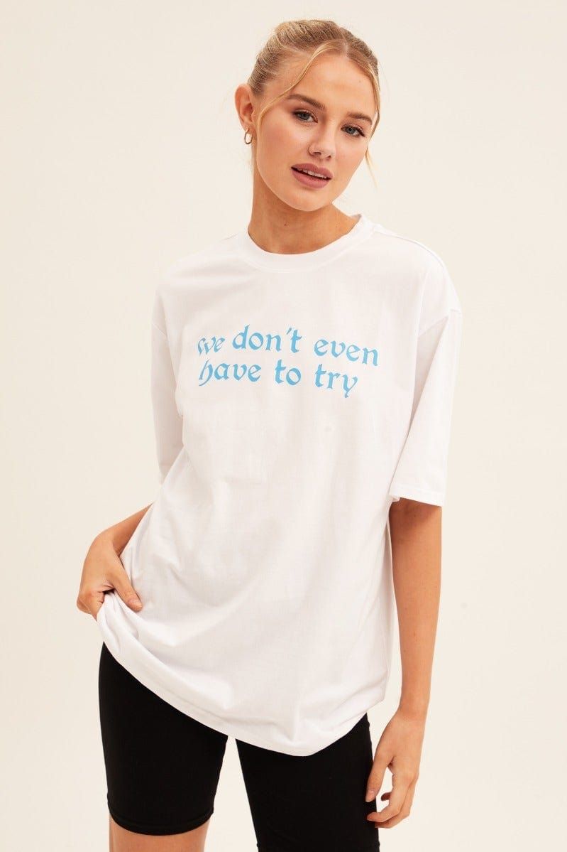 White Graphic T Shirt Short Sleeve Crew Neck sold by Ally Fashion product image thumbnail 3