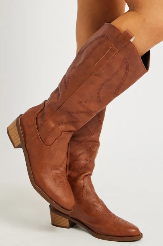 Brown Western Boots sold by Ally Fashion