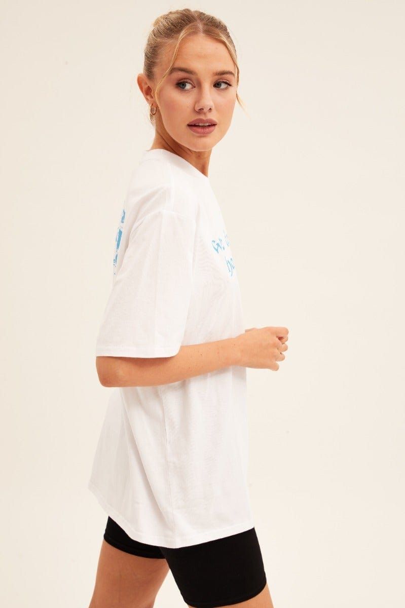 White Graphic T Shirt Short Sleeve Crew Neck sold by Ally Fashion product image thumbnail 4