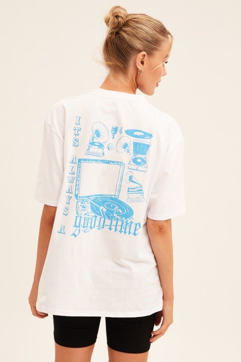 White Graphic T Shirt Short Sleeve Crew Neck sold by Ally Fashion product image thumbnail 5