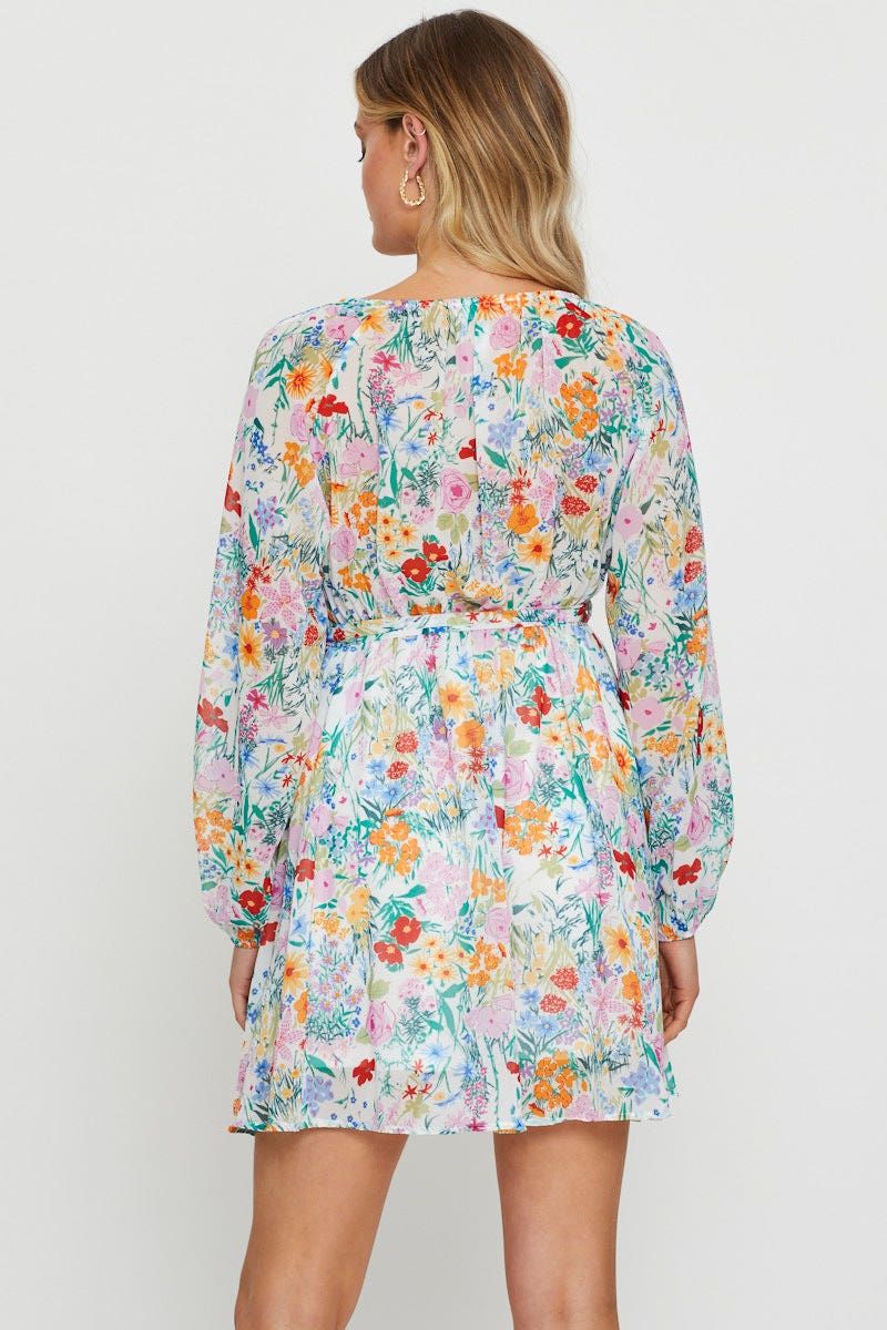 Print Mini Dress Long Sleeve sold by Ally Fashion product image thumbnail 4