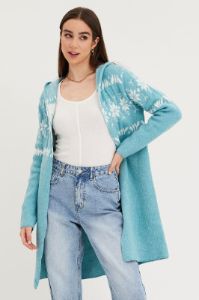 Aztec Print Knit Cardigan Long Sleeve Relaxed Hoodie sold by Ally Fashion