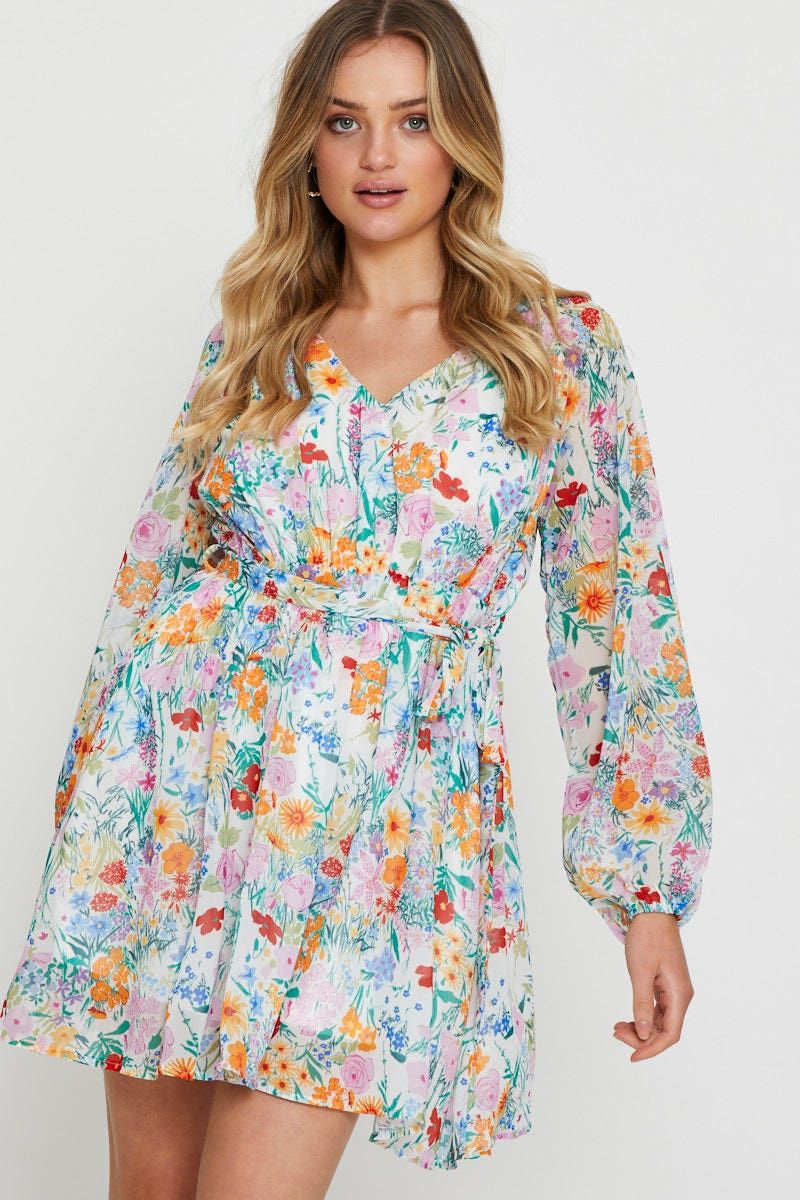 Print Mini Dress Long Sleeve sold by Ally Fashion product image thumbnail 5