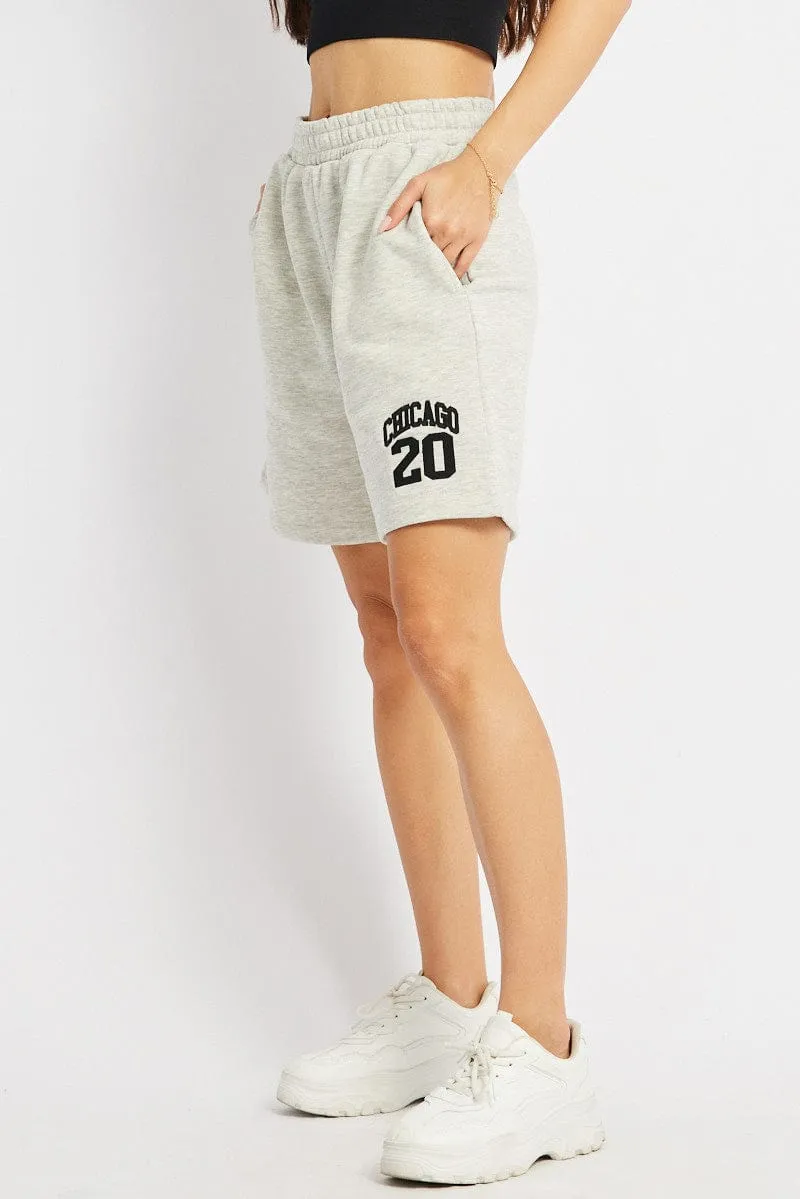 Grey Track Short Boyfriend Mid-Thigh sold by Ally Fashion product image thumbnail 4