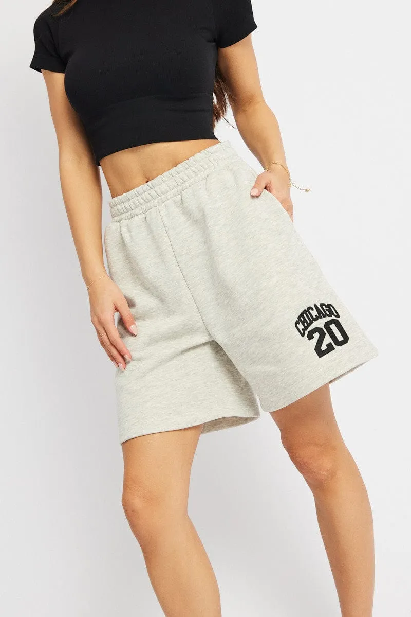 Grey Track Short Boyfriend Mid-Thigh sold by Ally Fashion