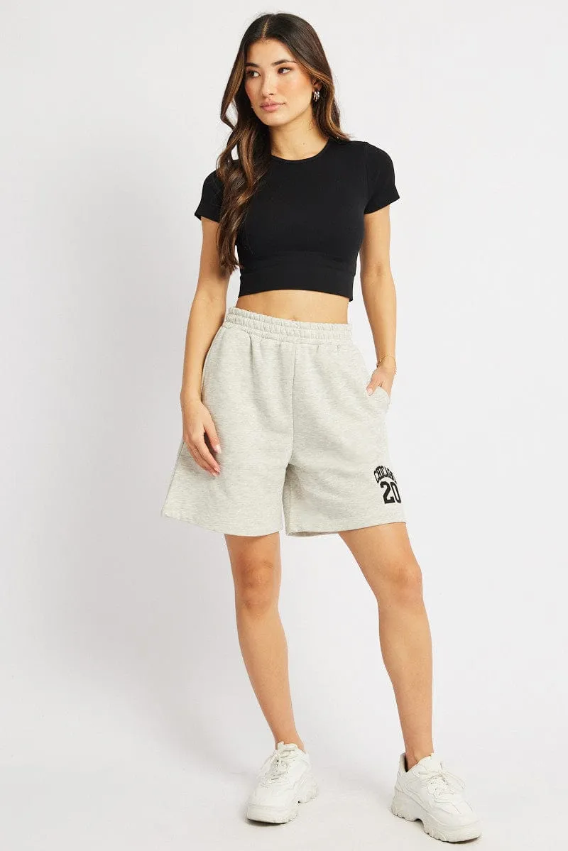 Grey Track Short Boyfriend Mid-Thigh sold by Ally Fashion product image thumbnail 2