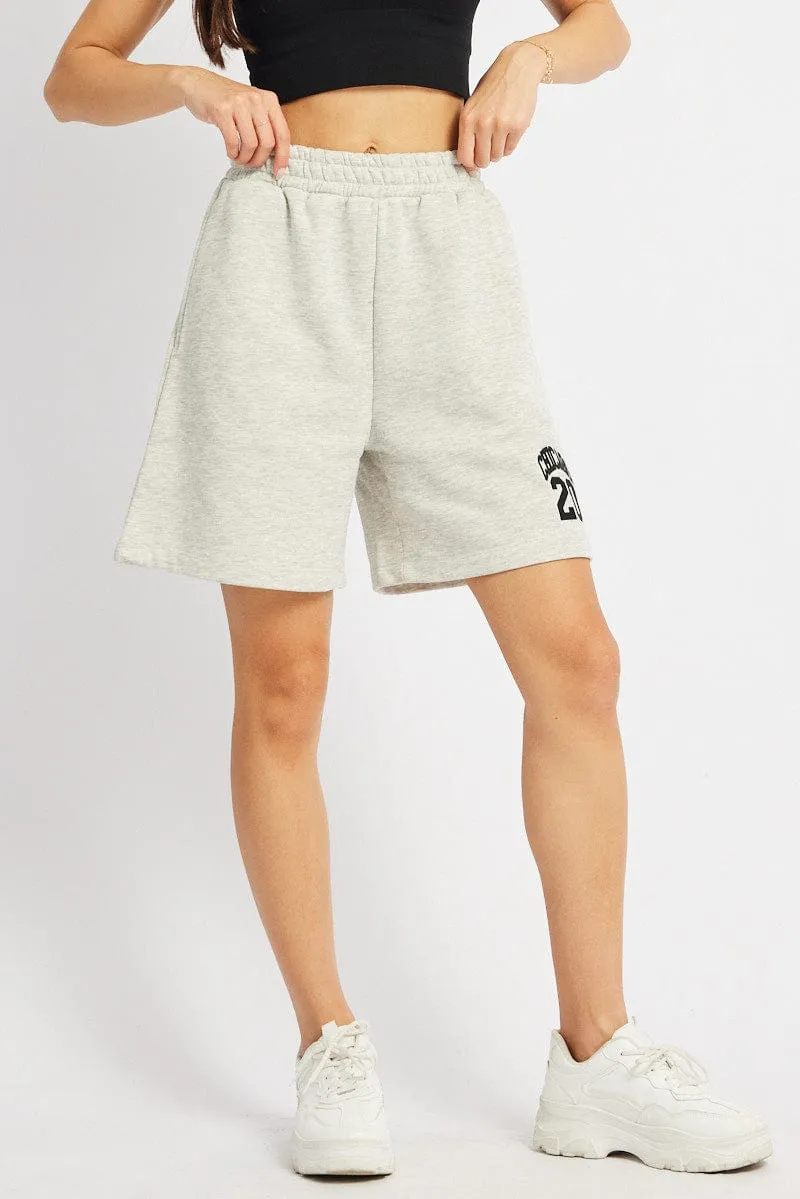 Grey Track Short Boyfriend Mid-Thigh sold by Ally Fashion product image thumbnail 3