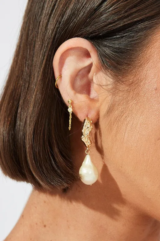 White Faux Pearl Earrings sold by Ally Fashion