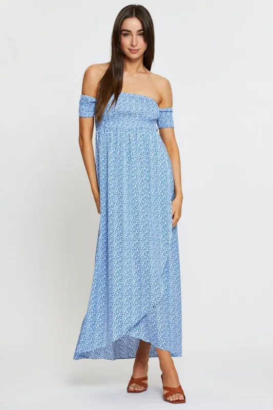 Print Maxi Dress Off Shoulder sold by Ally Fashion