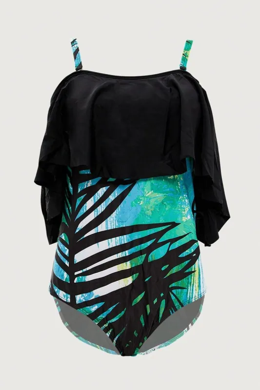 Print Off Shoulder One Piece Swimsuit sold by Ally Fashion
