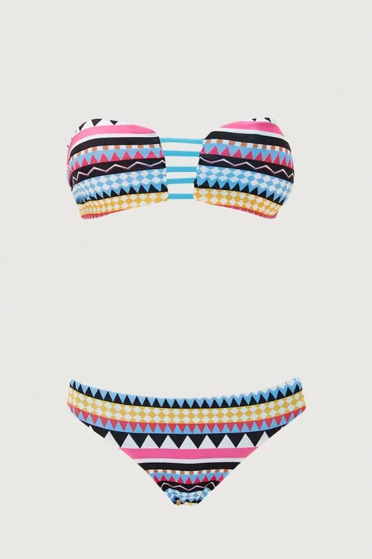 Print Ladder Detail Two Piece Bikini sold by Ally Fashion