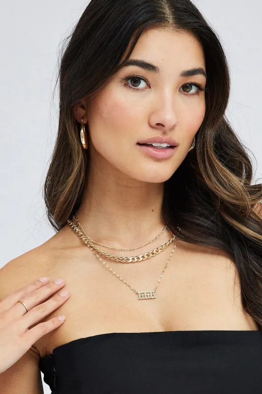 Gold 666 Number Layered Necklace sold by Ally Fashion