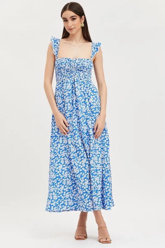 Print Maxi Dress Shirred sold by Ally Fashion