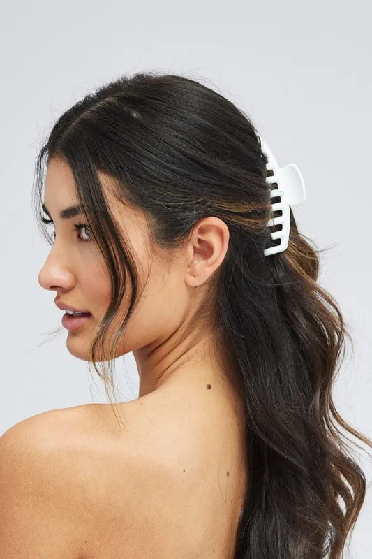 White Classic Hair Claw Clip sold by Ally Fashion