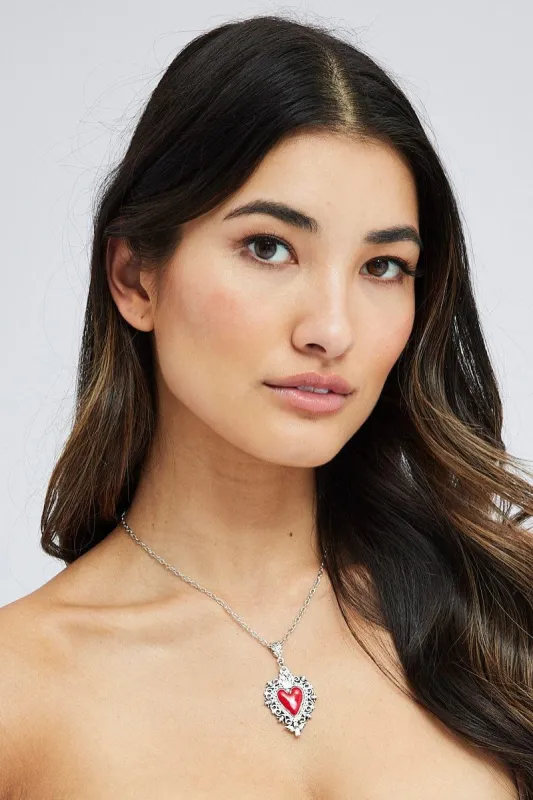 Red Heart Pendent Necklace sold by Ally Fashion