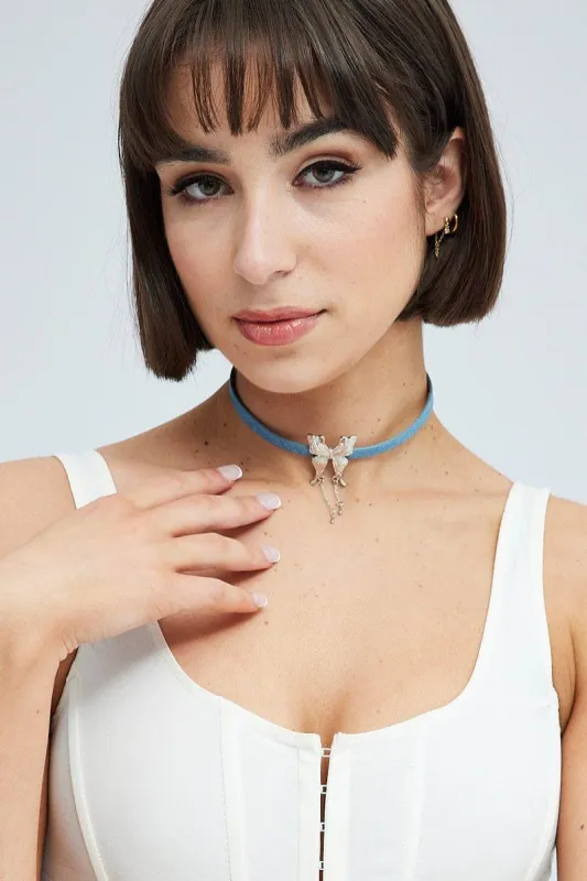 Silver Butterfly Detail Chocker sold by Ally Fashion