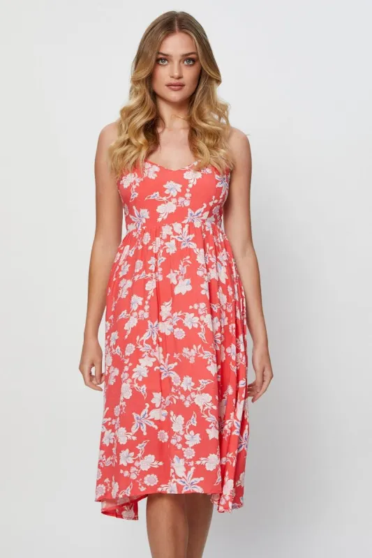 Print Midi Dress Sleeveless Square Neck sold by Ally Fashion