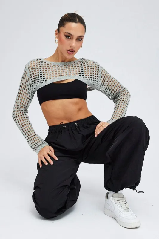 Black Parachute Cargo Pants Low Rise sold by Ally Fashion