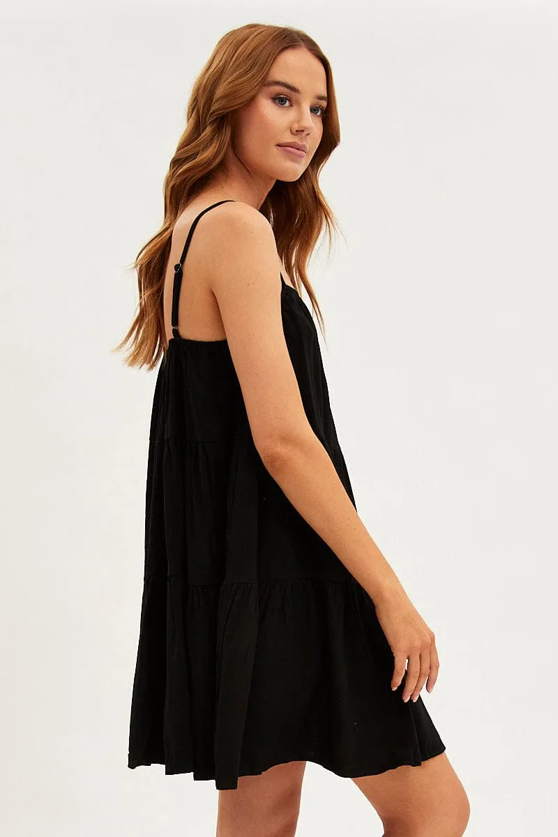 Black Swing Dress Sleeveless Tiered Pocket sold by Ally Fashion product image thumbnail 4