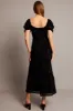 Black Midi Dress Puff Sleeve Burn Out sold by Ally Fashion