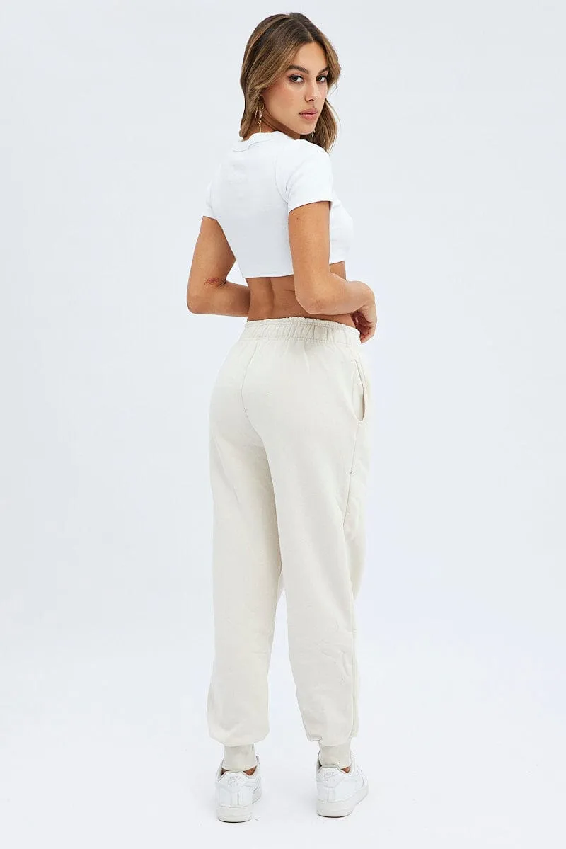 Beige Track Pants High Rise Jogger sold by Ally Fashion product image thumbnail 5