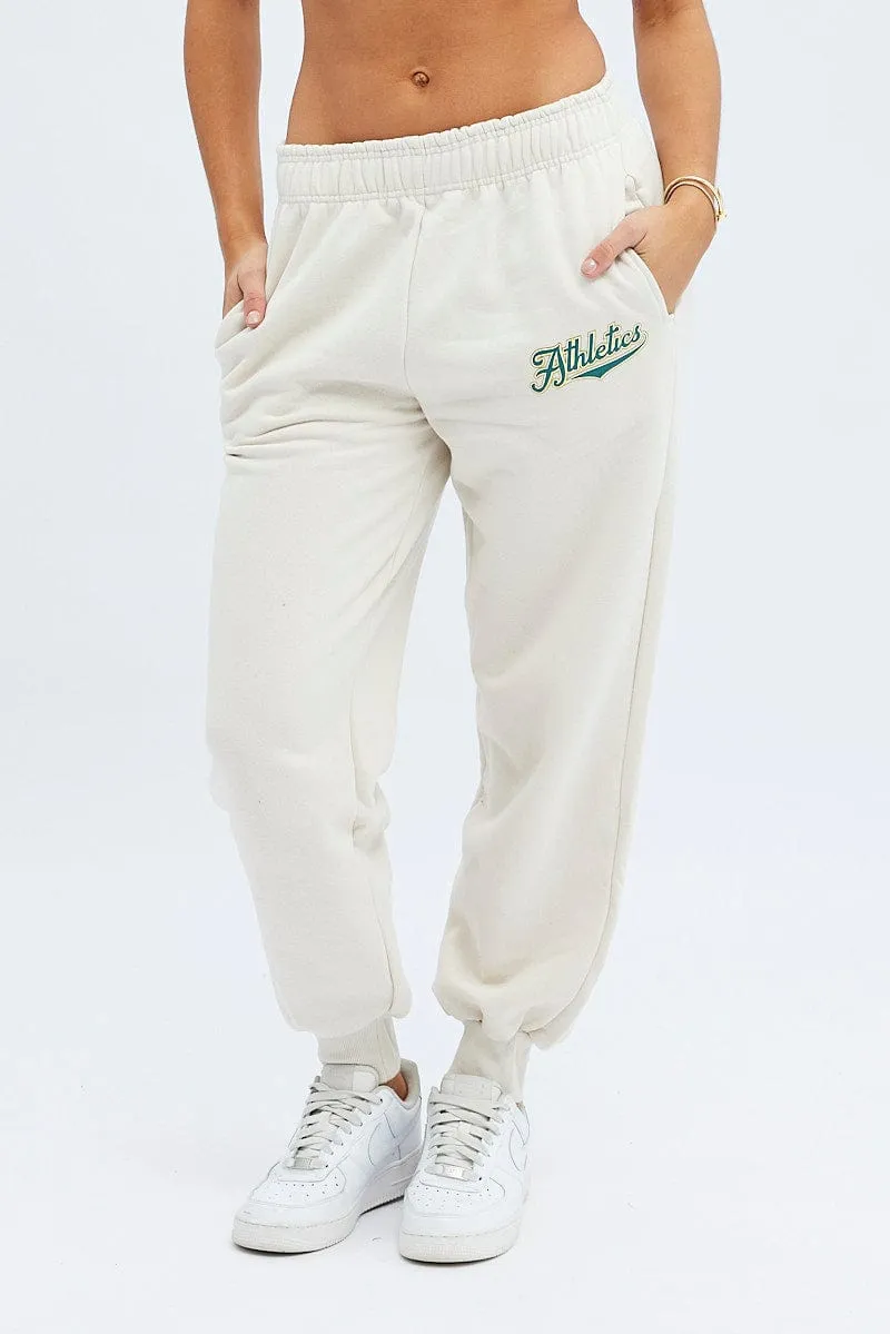 Beige Track Pants High Rise Jogger sold by Ally Fashion product image thumbnail 2