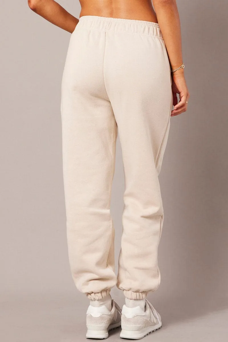 Beige Track Pants High Rise sold by Ally Fashion product image thumbnail 5
