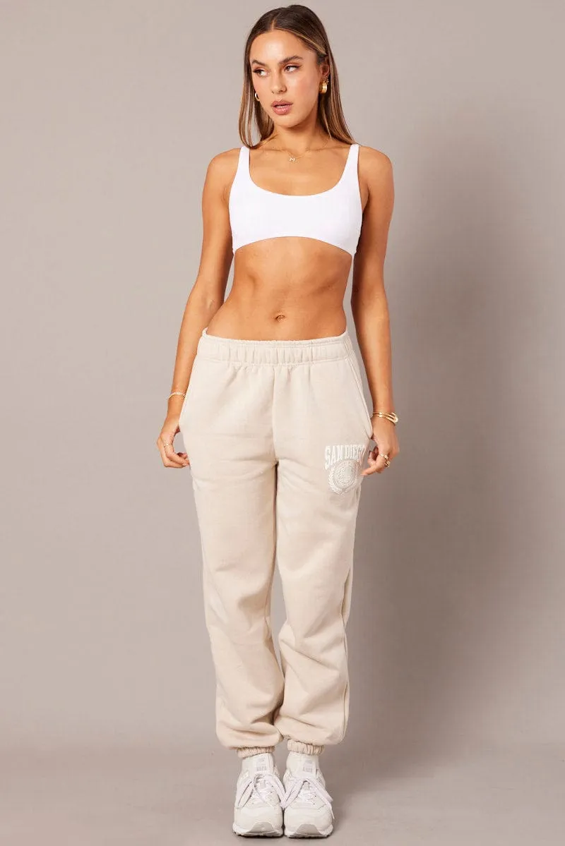 Beige Track Pants High Rise sold by Ally Fashion product image thumbnail 2