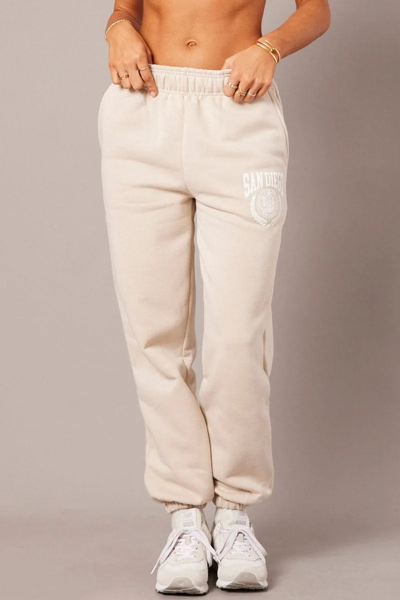 Beige Track Pants High Rise sold by Ally Fashion product image thumbnail 3