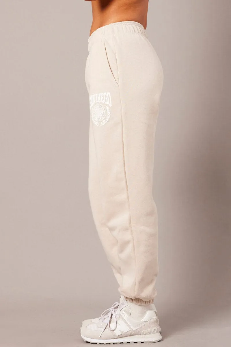 Beige Track Pants High Rise sold by Ally Fashion product image thumbnail 4