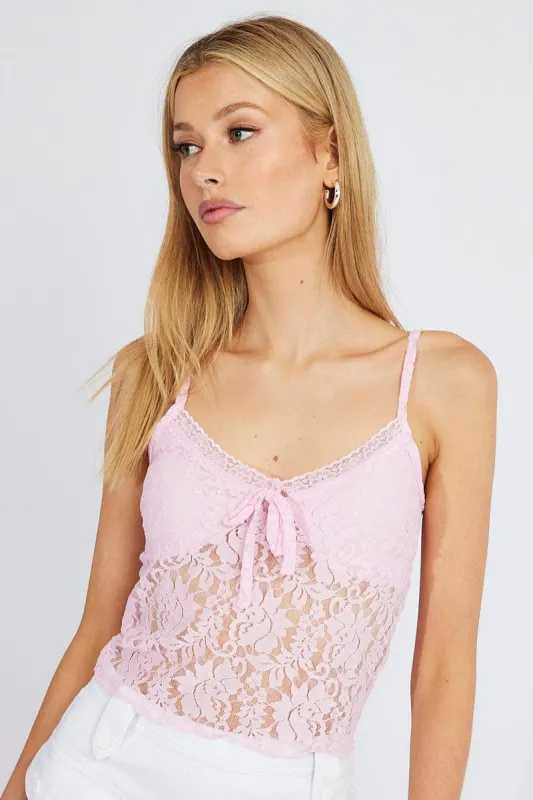 Pink Fitted Cami Lace sold by Ally Fashion
