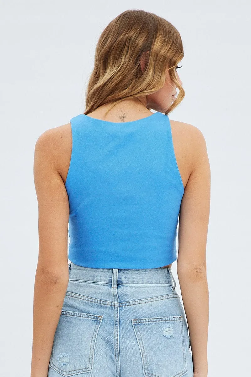 Blue Crop Tank Top Cotton sold by Ally Fashion product image thumbnail 5