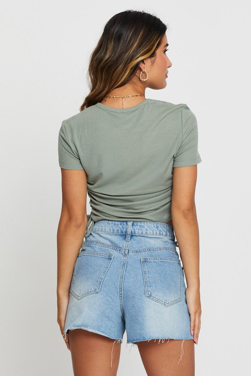 Green Crop T Shirt Short Sleeve sold by Ally Fashion product image thumbnail 5