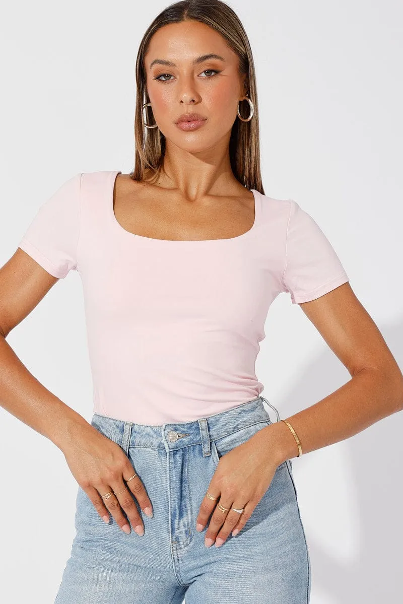 Pink Supersoft Top Short Sleeve sold by Ally Fashion