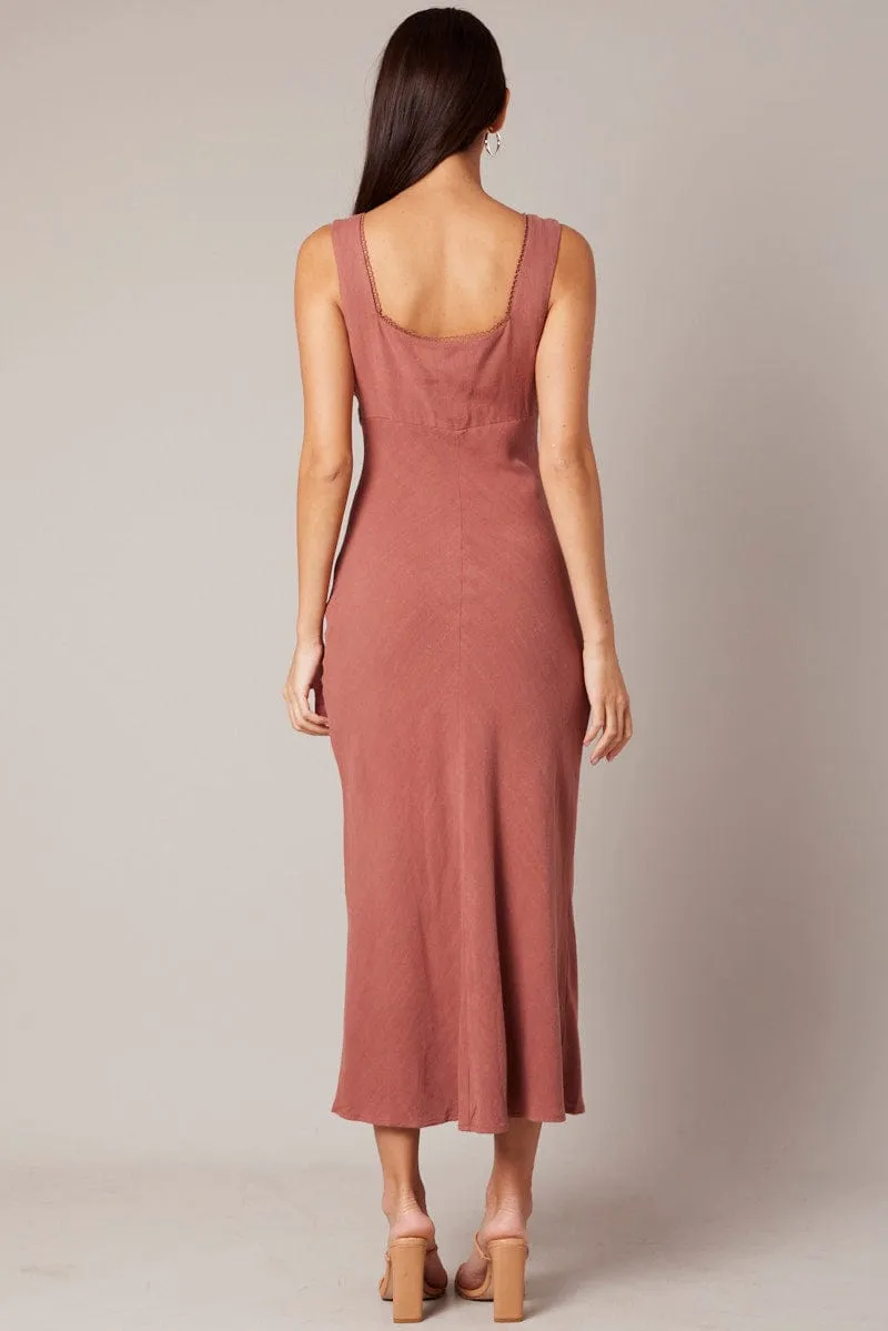 Brown Maxi Dress Sleeveless sold by Ally Fashion product image thumbnail 5