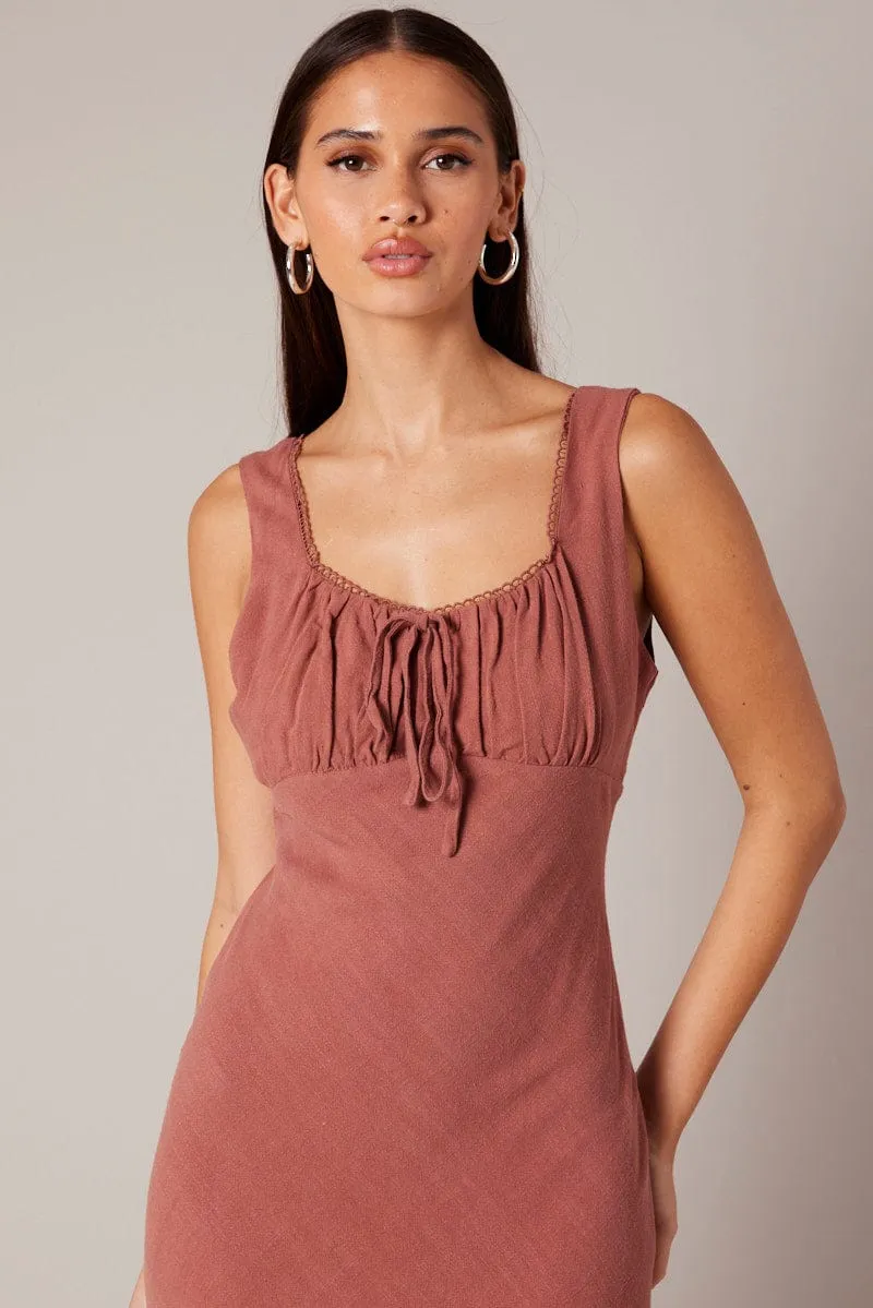 Brown Maxi Dress Sleeveless sold by Ally Fashion product image thumbnail 2