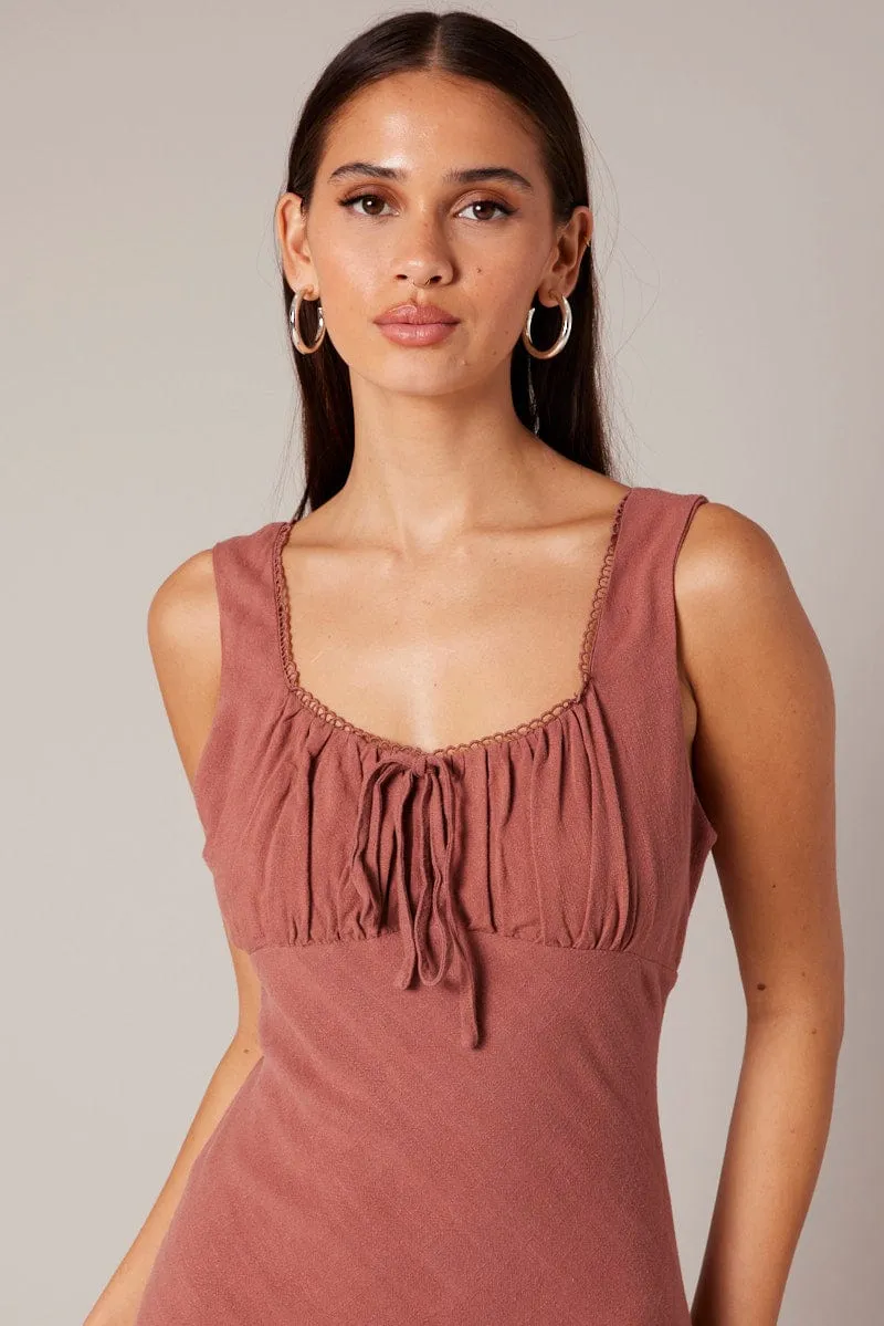 Brown Maxi Dress Sleeveless sold by Ally Fashion product image thumbnail 3