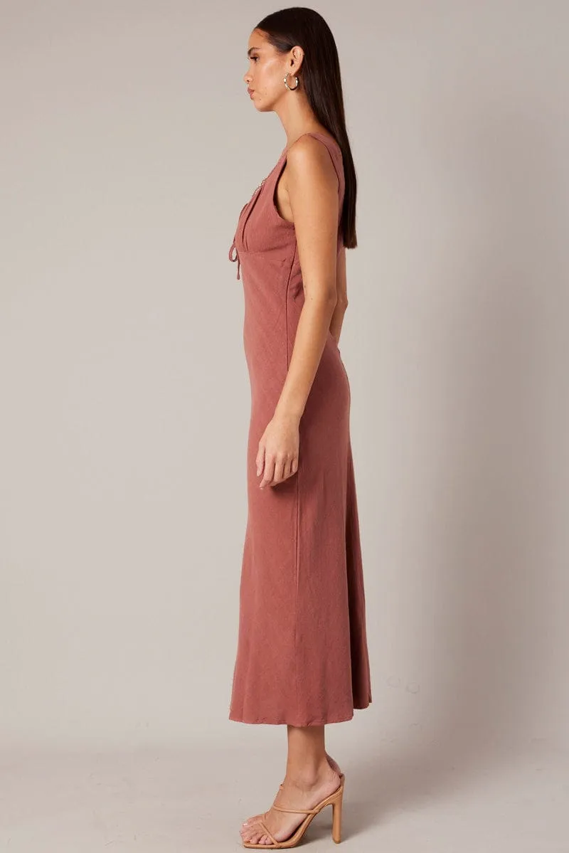 Brown Maxi Dress Sleeveless sold by Ally Fashion product image thumbnail 4