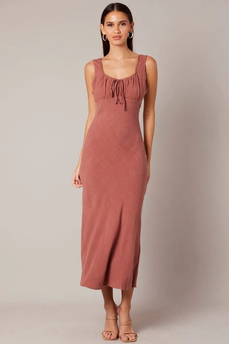 Brown Maxi Dress Sleeveless sold by Ally Fashion