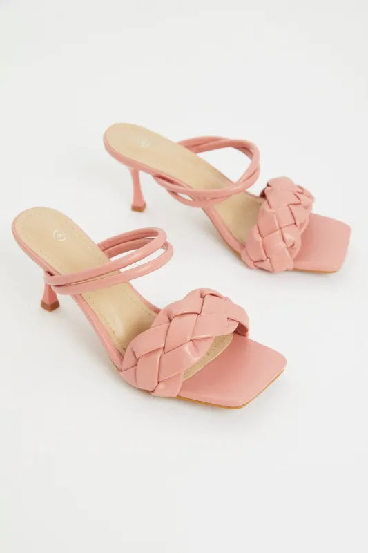 Pink Woven Strappy Heels sold by Ally Fashion