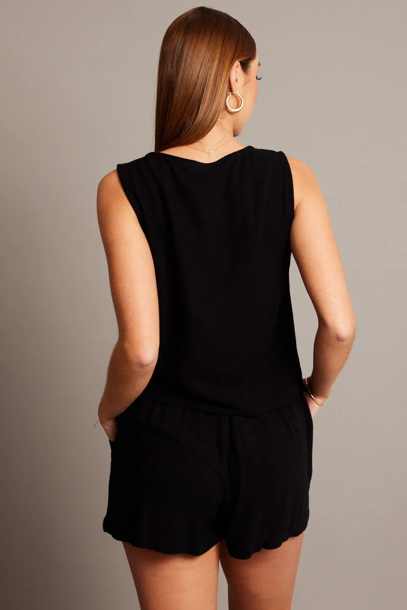 Black Tie Up Top Linen sold by Ally Fashion product image thumbnail 5