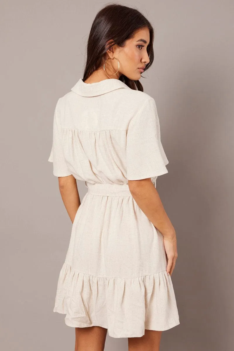 Beige Fit And Flare Dress Wing Sleeve sold by Ally Fashion product image thumbnail 5